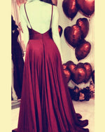 Load image into Gallery viewer, Simple Prom Dresses Long Satin Split Evening Gowns
