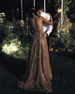 Load image into Gallery viewer, Long Sequins Evening Dresses Plunge V-neck Prom Gowns
