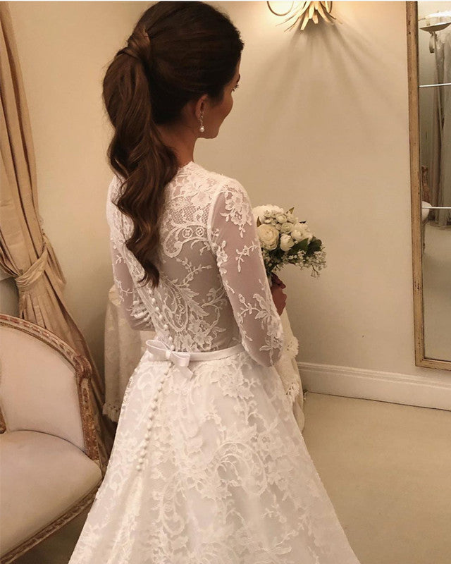Wedding Dress Lace Covered Back