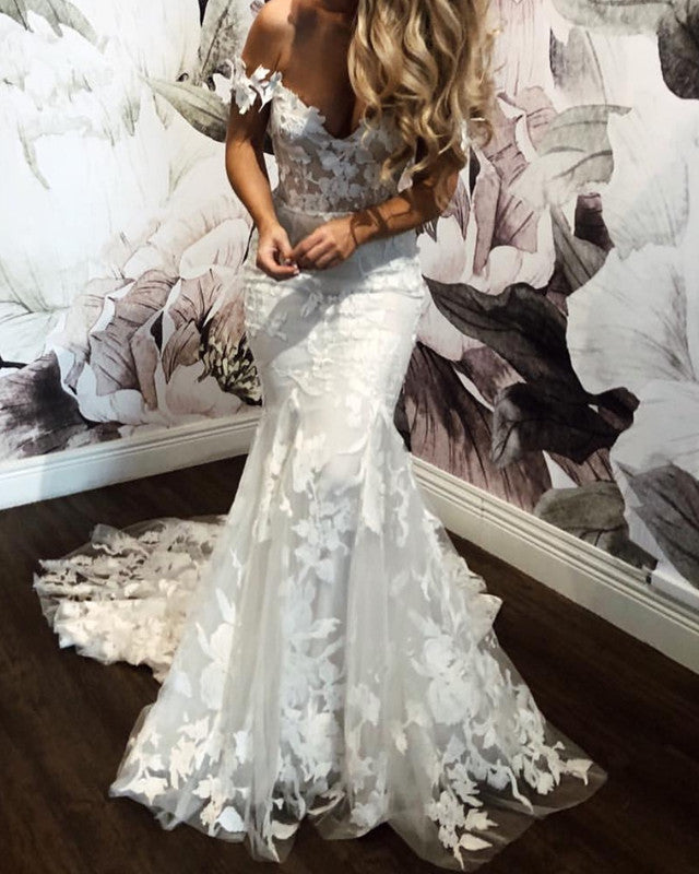 Elegant Lace Mermaid Wedding Dress 2020