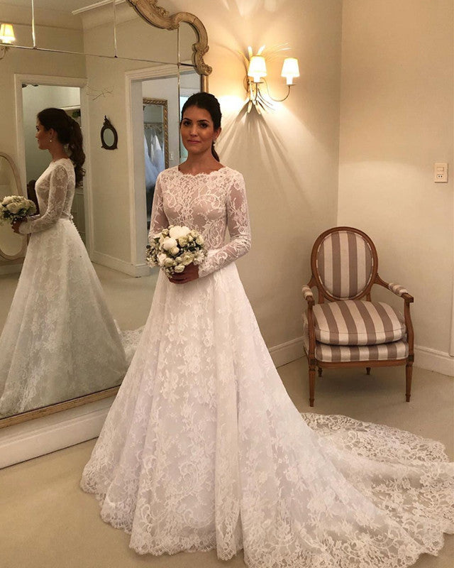 Long Sleeves Wedding Lace Dress