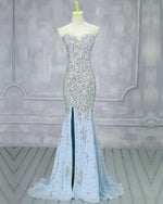 Load image into Gallery viewer, Light Blue Mermaid Prom Dresses 2020
