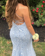 Cargar imagen en el visor de la galería, Mermaid Prom Dresses Cross Back Lace Embroidery
