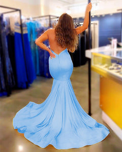 Light Blue Mermaid Prom Dresses 2020