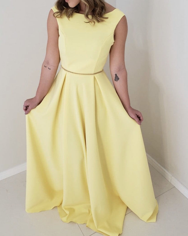 Elegant Long Yellow Bridesmaid Dresses