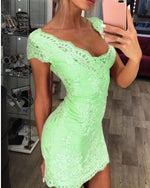 Cargar imagen en el visor de la galería, Mint Green Lace Homecoming Dresses 2019
