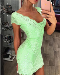 Mint Green Lace Homecoming Dresses 2019