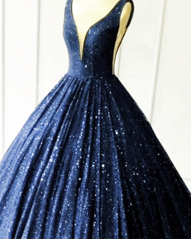 Navy Blue Sequin Quinceanera Dresses 2020