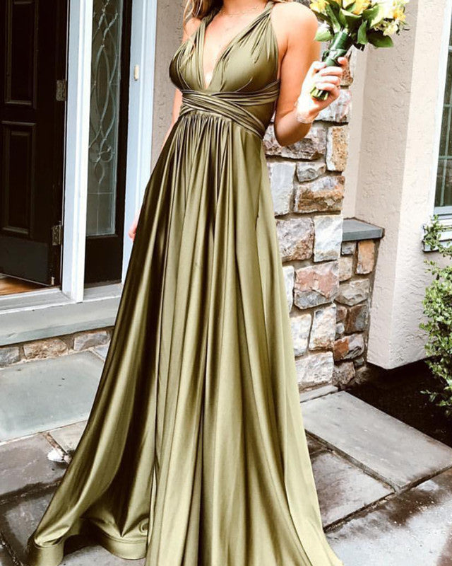 Long Satin Bridesmaid Dresses V Neck Empire Waist coloredwedding Long Satin Bridesmaid Dresses V Neck Empire Waist coloredwedding