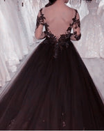 Load image into Gallery viewer, Black Ball Gown Open Back
