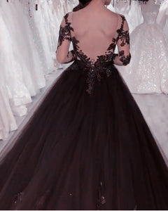 Black Ball Gown Open Back