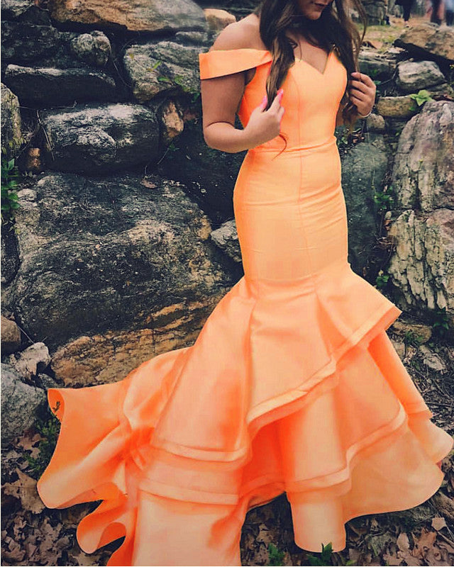 Orange Mermaid Prom Dresses 2020