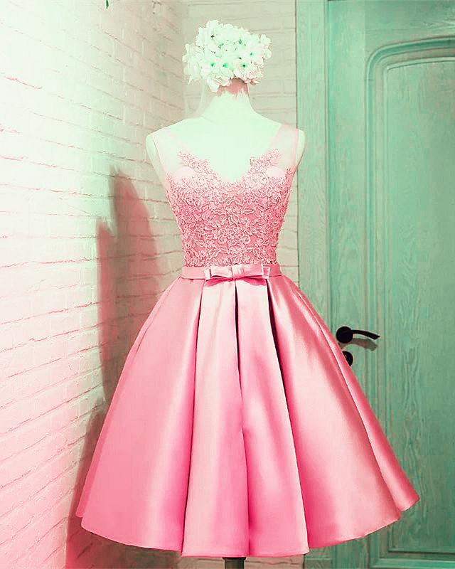 Elegant Satin Homecoming Dresses Pink