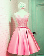 Cargar imagen en el visor de la galería, Elegant Satin Homecoming Dresses Pink
