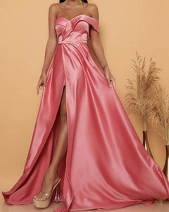 Pink One Shoulder Satin Dress