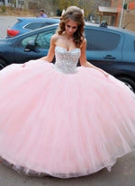 Afbeelding in Gallery-weergave laden, Light Pink Sweetheart Quinceanera Dresses With Crystals And Beads
