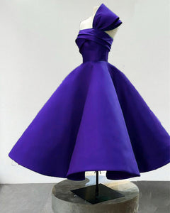 Purple Midi Ball Gown Strapless Party Dress