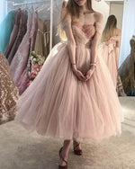 Afbeelding in Gallery-weergave laden, Blush Midi Prom Dress Tulle Corset Ball Gown
