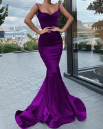 Afbeelding in Gallery-weergave laden, Spagehetti Straps V Neck Corset Mermaid Prom Dresses
