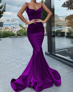 Spagehetti Straps V Neck Corset Mermaid Prom Dresses