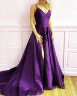 Load image into Gallery viewer, Purple Prom Dresses With Slit
