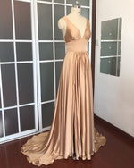 Load image into Gallery viewer, Sexy Plunge V-neck Long Chiffon Bridesmaid Dresses With Leg Split
