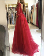 Afbeelding in Gallery-weergave laden, Tulle Prom Split Dresses With Lace Sleeves
