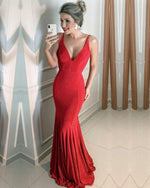 Afbeelding in Gallery-weergave laden, Red Sequin Mermaid Prom Dresses 2020

