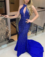 Load image into Gallery viewer, Royal Blue Mermaid Prom Dresses 2020
