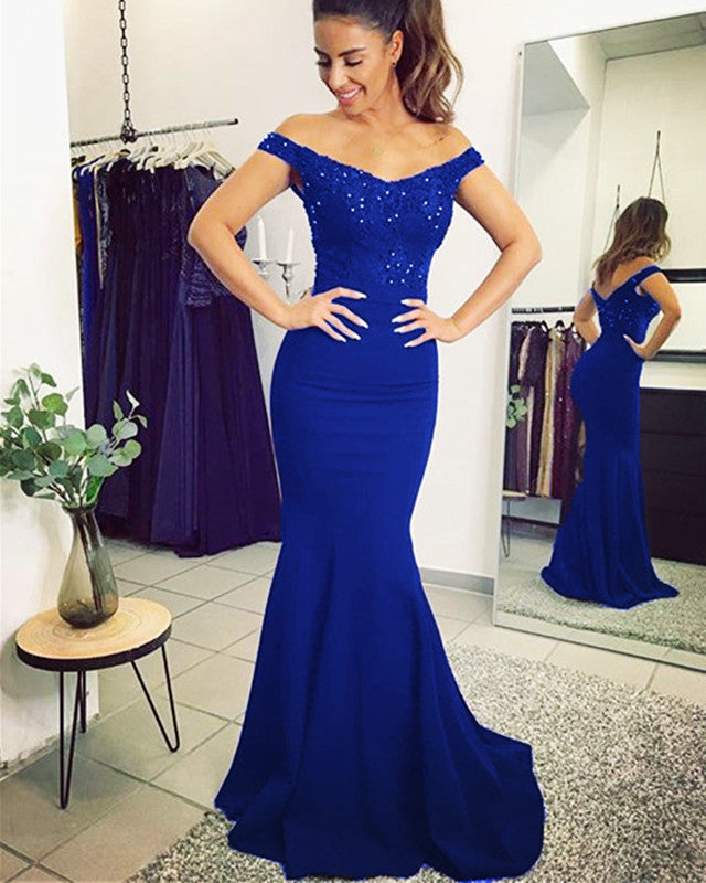 Royal Blue Mermaid Prom Dresses 2020