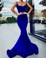 Load image into Gallery viewer, Spagehetti Straps V Neck Corset Mermaid Prom Dresses
