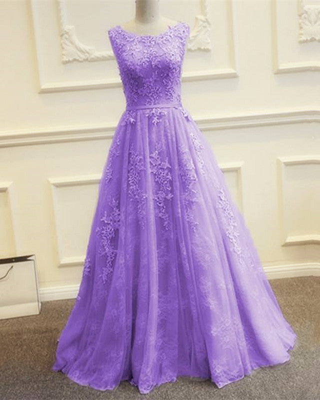 Tulle Evening Dresses Backless Prom Lace Appliques Gown