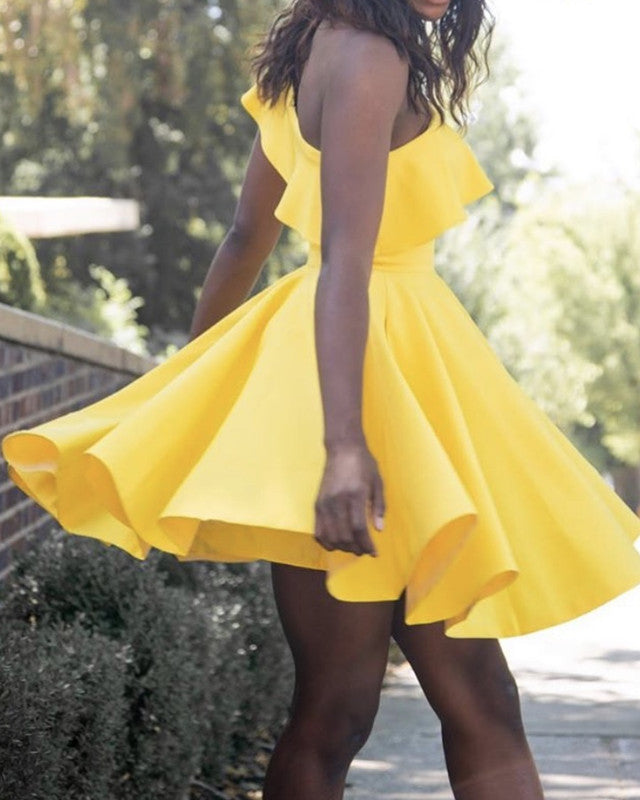 Short Yellow Prom Dresses 2019