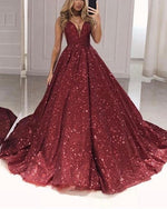 Load image into Gallery viewer, Burgundy Sequin Quinceanera Dresses
