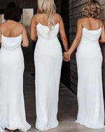 Afbeelding in Gallery-weergave laden, Long Sheath Bridesmaid Dresses Draped Back
