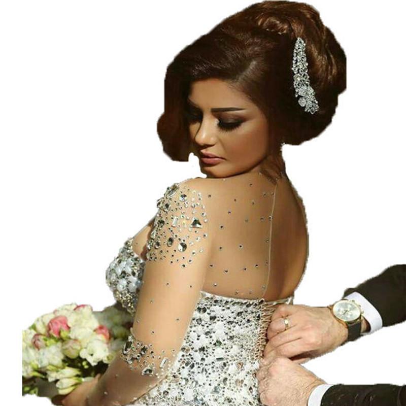 Sheer Long Sleeves Organza Ruffles Wedding Dress Ball Gowns