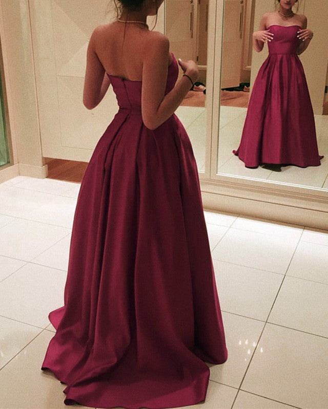 Purple Prom Dressses Strapless