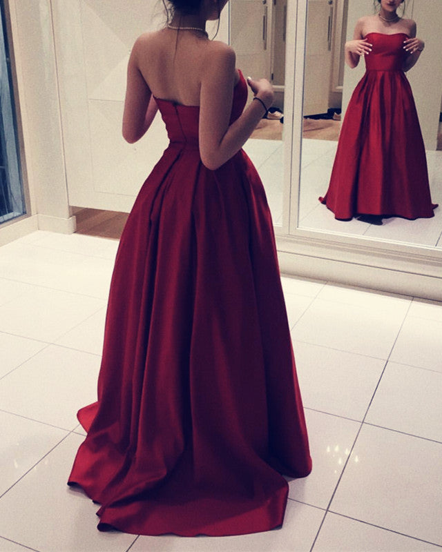 Burgundy Prom Dresses Strapless