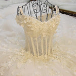 Load image into Gallery viewer, Lace And Crystal Beaded Sweetheart See Through Wedding Dresses Ball Gowns
