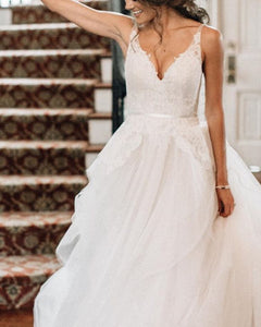 Elegant Wedding Dress V Neck
