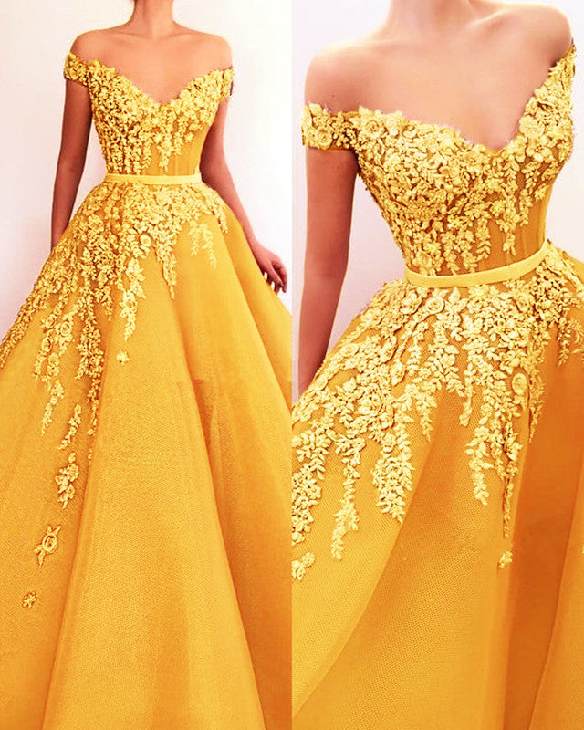 Gold Evening Dress Tulle