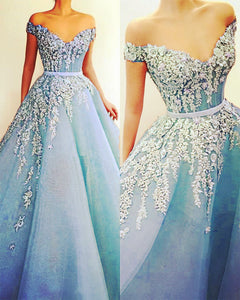 Light Blue Formal Dresses Tulle