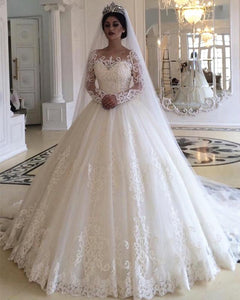 Princess Style Long Sleeves Lace Wedding Dresses