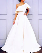 Cargar imagen en el visor de la galería, 2020 Long White Prom Dresses One Shoulder
