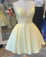 Load image into Gallery viewer, Multi Straps Bow Back Homecoming Dresses Satin
