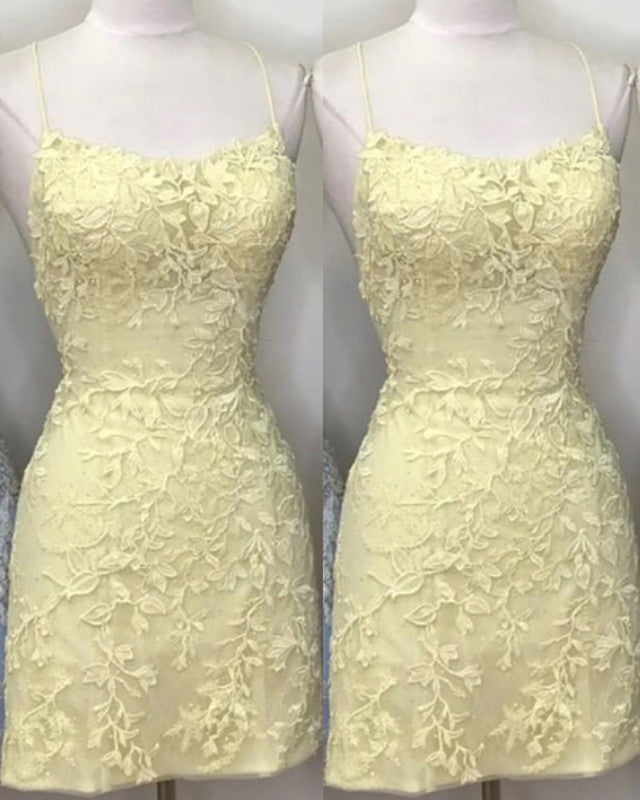 Yellow Lace Homecoming Dresses Bodycon