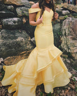 Afbeelding in Gallery-weergave laden, Yellow Mermaid Prom Dresses 2020
