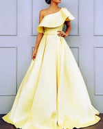 Load image into Gallery viewer, 2020 Long Yellow Prom Dresses One Shoulder
