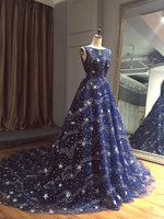Load image into Gallery viewer, Glitter Star Sequins Beaded Ball Gowns Prom Evening Dresses
