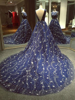 Load image into Gallery viewer, Glitter Star Sequins Beaded Ball Gowns Prom Evening Dresses
